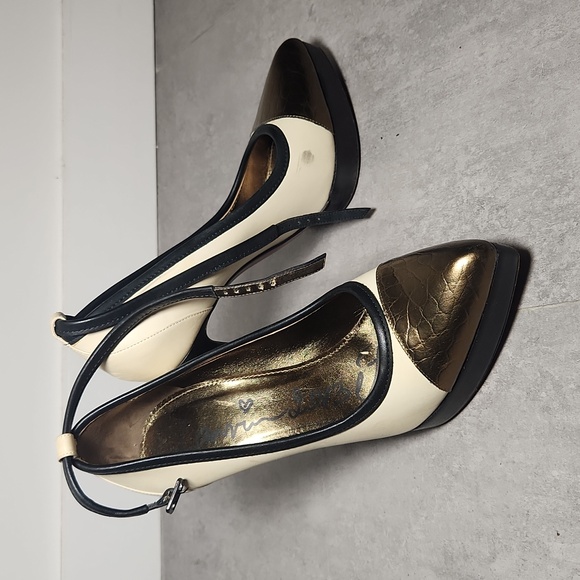 Lanvin Black, Gold, and Cream Heels - Picture 3 of 5